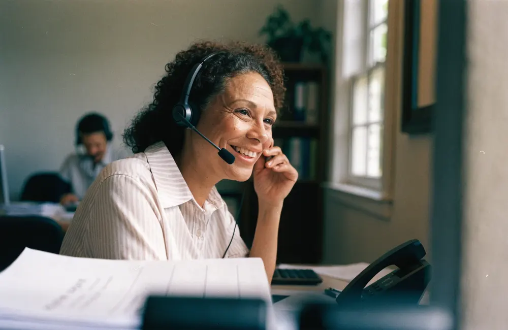 A licensed advisor on a call